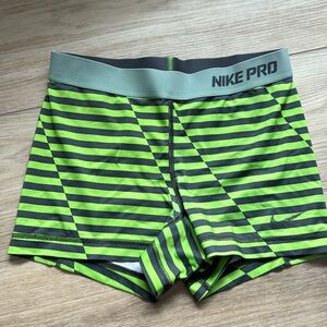 Green Striped Nike Pro Spandex - Small